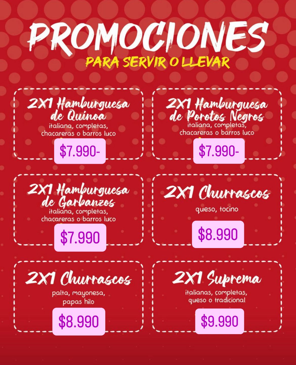 Menú Franco 2x1 - Promociones 2x1: hamburguesas, sándwiches y ofertas especiales