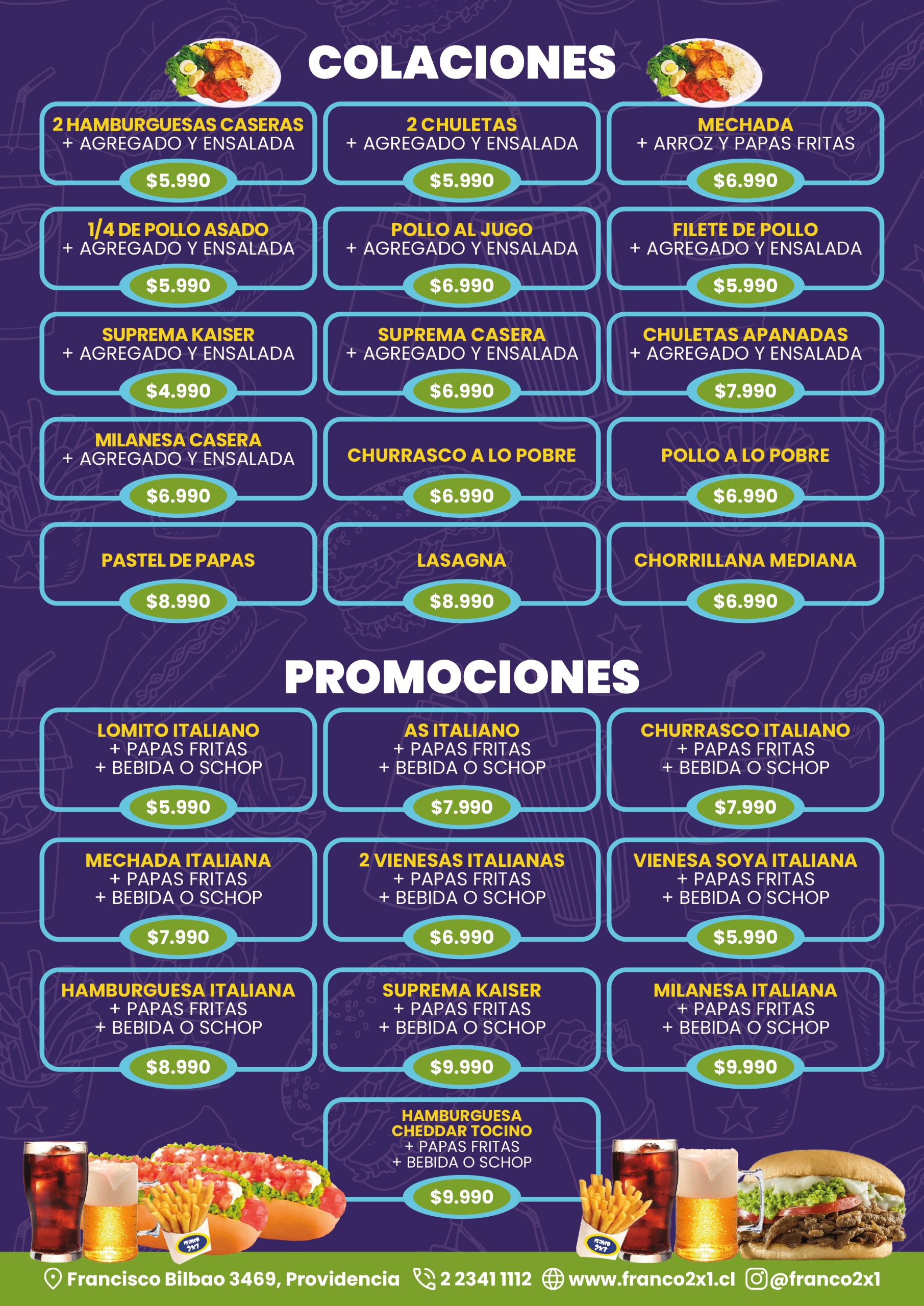 Menú Franco 2x1 - Especialidades Italianas: pastas, pizzas, lasañas y comida italiana casera